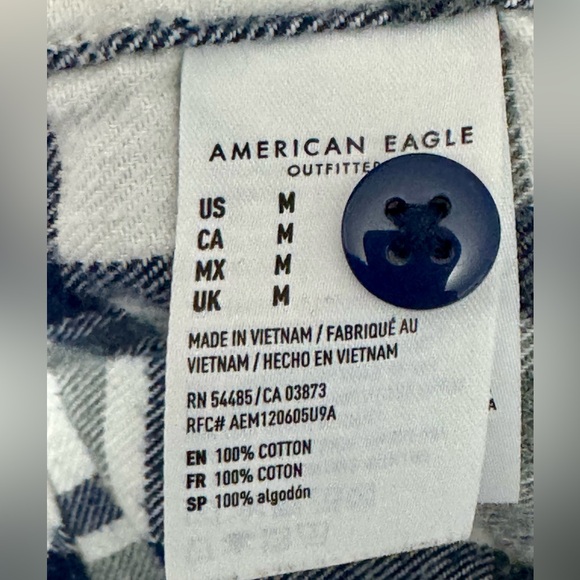 American Eagle Men's M Button Shirt Long Sleeve Plaid Multicolor Flannel Plaid - Picture 4 of 4